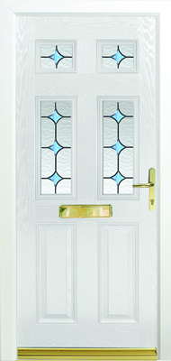 Edwardian 4 Bevel G White Composite Door